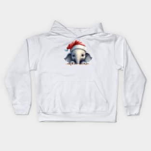 Christmas Peeking Baby Elephant Kids Hoodie